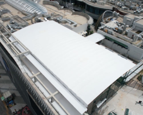 Electric retractable canopy for the rooftop stadium of Anning Wanda Plaza